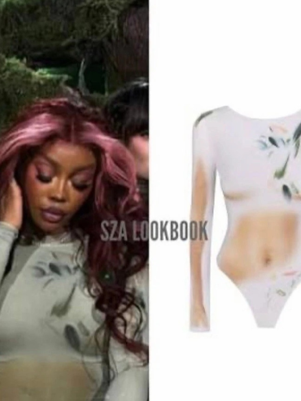 Ttswtrs Floral Long Sleeve Bodysuit in White & Green